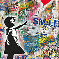 There is always hope. Balloon Girl - urban Art Mashup Banksy 